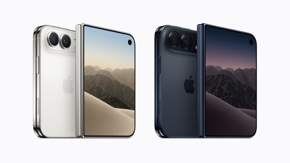 Apple iPhone Duo in Star White and Night Sky, shown from the front and back